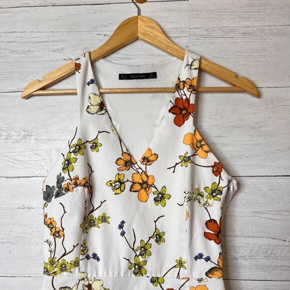 Zara Dress Womens Size Small White Floral Sleeveless Cottagecore Side Zipper - Picture 8 of 16